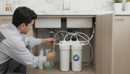 طريقة تركيب فلتر المطبخ أسفل حوض الغسيل في مطبخ حديث