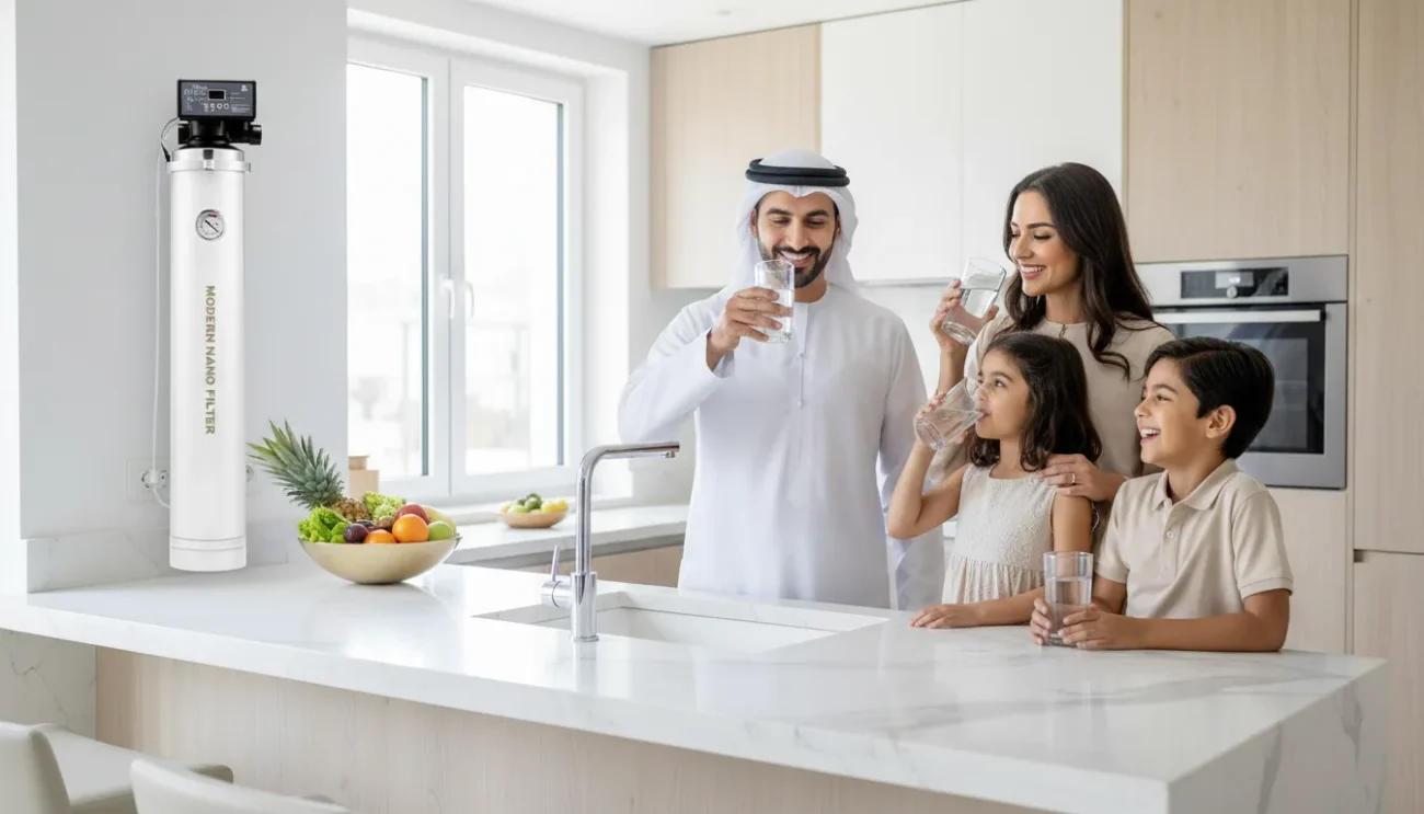 عائلة في الإمارات تستخدم فلتر مياه منزلي لتوفير التكلفة
