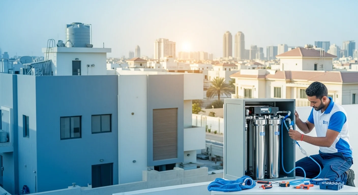 تركيب فلتر مياه في منزل بالشارقة بواسطة فني متخصص